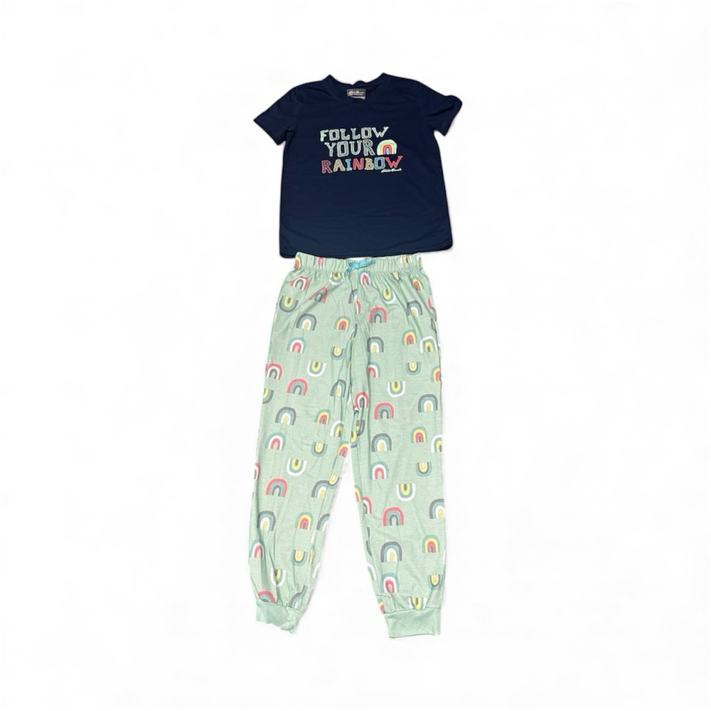 Eddie Bauer Navy and Mint Rainbow Pajama Set